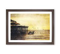 West Pier at Brighton Beach Framed Wall Art Print A2 Walnut