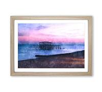West Pier Brighton Beach Framed Wall Art Print A2 Oak