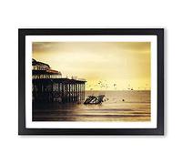 West Pier Brighton Seascape Framed Wall Art Print A2 Black