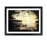 West Pier Brighton Seascape Modern CB Framed Print | A4 Black Framed Wall Art | Ready to Hang | Modern Nature Picture | Living Room Bedroom Lounge Office