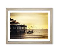 West Pier Brighton Seascape Modern Framed Print | A3 Oak Framed Wall Art | Ready to Hang | Modern Nature Picture | Living Room Bedroom Lounge Office