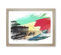 West Pier Brighton Seascape V2 Modern Framed Wall Art Print, Ready to Hang Picture for Living Room Bedroom Home Office Décor, Oak A4 (34 x 25 cm)