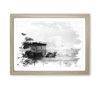 West Pier Brighton Seascape V4 Modern Framed Print | A4 Oak Framed Wall Art | Ready to Hang | Modern Nature Picture | Living Room Bedroom Lounge Office