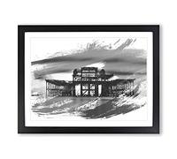 West Pier Brighton V1 Modern Framed Print | A4 Black Framed Wall Art | Ready to Hang | Modern Nature Picture | Living Room Bedroom Lounge Office