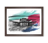 West Pier Brighton V2 Modern Framed Print | A3 Walnut Framed Wall Art | Ready to Hang | Modern Nature Picture | Living Room Bedroom Lounge Office