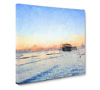 West Pier on Brighton Beach Canvas Print | Gallery Wrapped 30mm Frame Wall Art | 14x14 inches | Ready to Hang | Abstract Seascape Picture | Living Room Bedroom Lounge Office