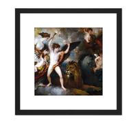 West Power Love Three Elements Painting 8X8 Inch Square Wooden Framed Wall Art Print Picture with Mount Artery8 Black One Size