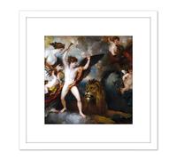 West Power Love Three Elements Painting 8X8 Inch Square Wooden Framed Wall Art Print Picture with Mount Artery8 White One Size