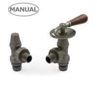 West Radiators Abbey Throttle Radiator Valve & Lock-Shield - Light Pewter (Angled Manual)