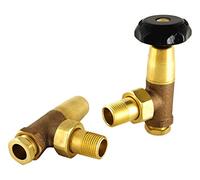 West Radiators BNB-1/2-B "Black and Brass" Old School Radiator Valves - Un-Lacquered Brass