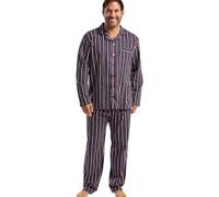 West Ridge Men’s Hebden Brushed Cotton Piped Pyjama Set, Striped, XL