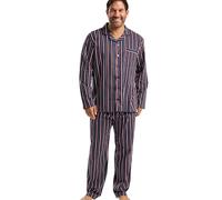 West Ridge Men’s Hebden Classic Brushed Cotton Piped Pyjama Set - Soft & Cosy Button Down Top & PJ Pants With Fly, Striped, XXL