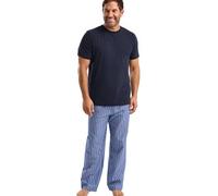 West Ridge Men’s Soft Tee Shirt & Woven Long Pants Pyjama Set - Comfy Summer Loungewear - Checked & Striped PJs For Men, Striped, L