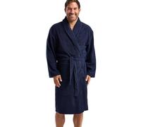 West Ridge Men's Aberford Soft Towelling Shawl Collar Robe - Absorbent & Light Pure Cotton Towel Dressing Gown For Men, Navy, XXL