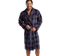 West Ridge Men's Farsley Soft & Warm Printed Fleece Shawl Collar Robe - Plush & Cosy Bathrobe Loungewear For Him, Check, S