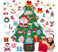 WEST STORY Felt Christmas Tree for Kids, 3.3FT Childrens Felt Christmas Tree, DIY Wall Hanging Tree with 25 Ornaments & 5m Light String, Red Storage Bag, for Toddlers & Children