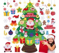 WEST STORY Felt Christmas Tree for Kids, 3.3FT Childrens Felt Christmas Tree, DIY Wall Hanging Trees with 25 Ornaments and 5m Light String, Red Storage Bag, for Toddlers & Children (Green)