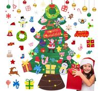 WEST STORY Felt Christmas Tree for Kids, 3.3FT DIY Wall Hanging Xmas Christmas Tree Set, Childrens Felt Christmas Tree with 30 Ornaments and 5m Light String, Ideal for Home Door Window Decoration