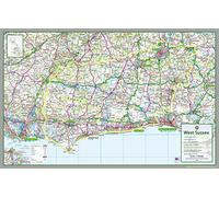 West Sussex - UK County Map Paper Laminated - 63 x 98 cm