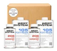 WEST SYSTEM Epoxy Resin & Hardener 105/206 Double A Pack - Marine Grade Epoxy for Wood, Metal & Fibreglass, Suitable for Outdoor Use, Furniture & DIY - Ideal for Polyester Surfaces & Gap Filling