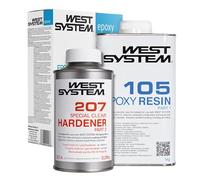 WEST SYSTEM Epoxy Resin & Hardener 105/207 A Pack - Marine Grade Epoxy for Wood, Metal & Fibreglass, Suitable for Outdoor Use, Furniture & DIY - Ideal for Polyester Surfaces & Gap Filling