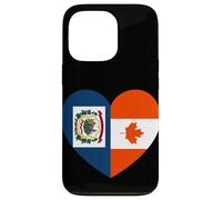 West VA and Canada Flags: Heart Shaped Unity Case for iPhone 13 Pro