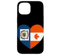 West VA and Canada Flags: Heart Shaped Unity Case for iPhone 15