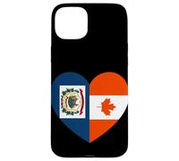 West VA and Canada Flags: Heart Shaped Unity Case for iPhone 15 Plus