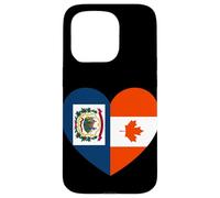 West VA and Canada Flags: Heart Shaped Unity Case for iPhone 15 Pro