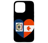 West VA and Canada Flags: Heart Shaped Unity Case for iPhone 15 Pro Max