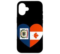 West VA and Canada Flags: Heart Shaped Unity Case for iPhone 16