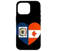 West VA and Canada Flags: Heart Shaped Unity Case for iPhone 16 Pro