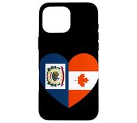 West VA and Canada Flags: Heart Shaped Unity Case for iPhone 16 Pro Max