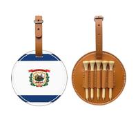 West Virginia Flag Brown Printed Golf tee Storage Bag - Portable Design, Easy to Organize tee