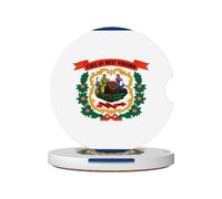 West Virginia Flag Car Coasters - 2PCS Universal Non-Slip in Ornaments Coaster, Car Interior Accessories, Black