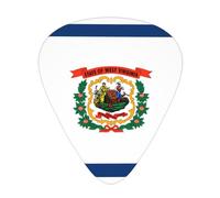 West Virginia Flag Guitar Picks 12 Pack Assorted Thickness-0.46mm 0.71mm 0.96mm Medium Thin Heavy Celluloid Style Picks for Acoustic Electric Guitar Ukulele