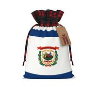 West Virginia Flag Holiday Printed Drawstring Pouch M For Festival Wrapping, Storage And Party Use