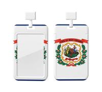 West Virginia Flag Id Badge Holder with Lanyard-Vertical Card Protector Clear Abs Hard Shell, Retractable Reel for Work Office