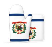 West Virginia Flag Oven Mitts and Pot Holders Sets.Printed Oven Mitt & Pot Holder Set, Non-Slip Heat Resistant Kitchen Grips