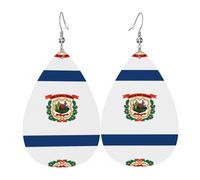 West Virginia Flag Pattern leather earrings | Water drop-shaped printed earrings, suitable for daily/party/dating scenes