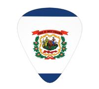 West Virginia Flag Patterned Guitar Picks, 12-Piece Set, Suitable for Bass and Electric Guitar Playing, Ideal for Beginners