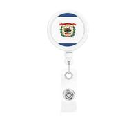 West Virginia Flag Print Badge Holder Retractable Reel, with ID Alligator Clip Rotatable Buckle, for Nurse Teacher
