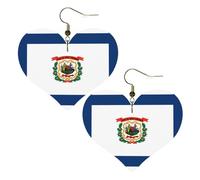 West Virginia Flag Prints Stylish Heart-Shaped Earrings Lightweight Women'S Accessories Perfect For Parties And Valentine'S Day.