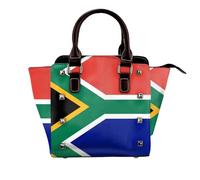 West Virginia Flag Women Top Handle Shoulder Bag Personality Rivet Satchel Tote Middle Size Handbag Purse Bag, South African Flag, One Size