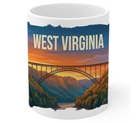 West Virginia State Ceramic Coffee Mug 11oz - Tea Coffee Mug with Comfortable Grip - Unique Travel Gift Cup for Office or Home - Vibrant Long-Lasting Print ID44991