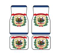 West Virginia State Flag 4 Piece Auto Floor Mats Set, Non Slip Waterproof Car Liners, Vibrant Printed Universal Mat