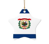 West Virginia State Flag Ceramic Shaped Pendants For Personalized Crafting & Gifts Heart Shape Door Decoration Ornament