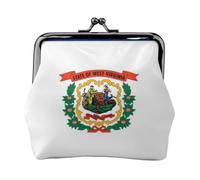 West Virginia State Flag Coin Purse-Leather Kiss Lock Wallet Small Clutch