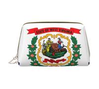 West Virginia State Flag Leather Hand-Held Zipper Makeup Bag Storage Bag Portable Lipstick Pouch Toiletry Bag