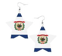 West Virginia State Flag Leather Star Shaped Earrings Fashion Accessories Lightweight Festivals Parties Everyday Life